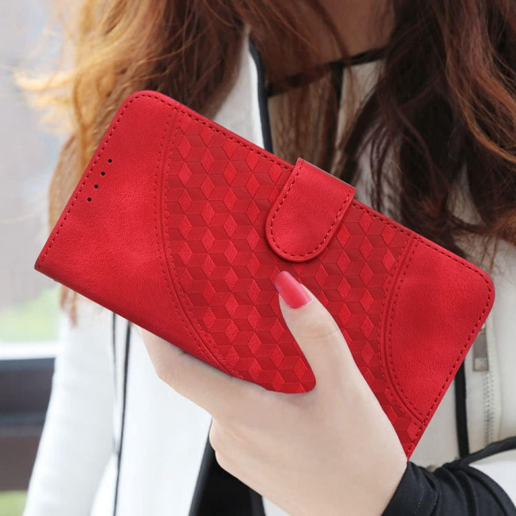 For iPhone 16 YX0060 Elephant Head Embossed Phone Leather Case with Lanyard(Red)