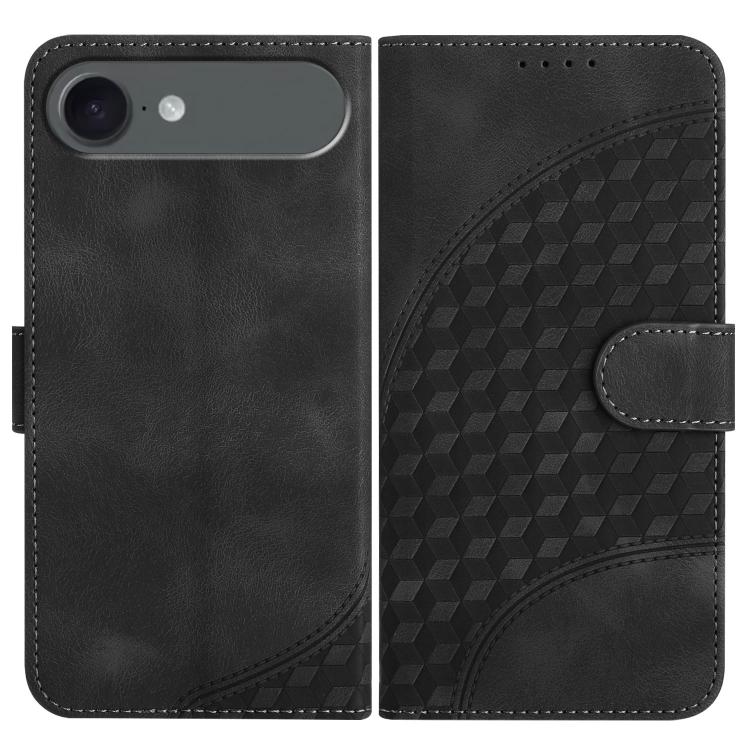 For iPhone 17 Air YX0060 Elephant Head Embossed Phone Leather Case with Lanyard(Black)