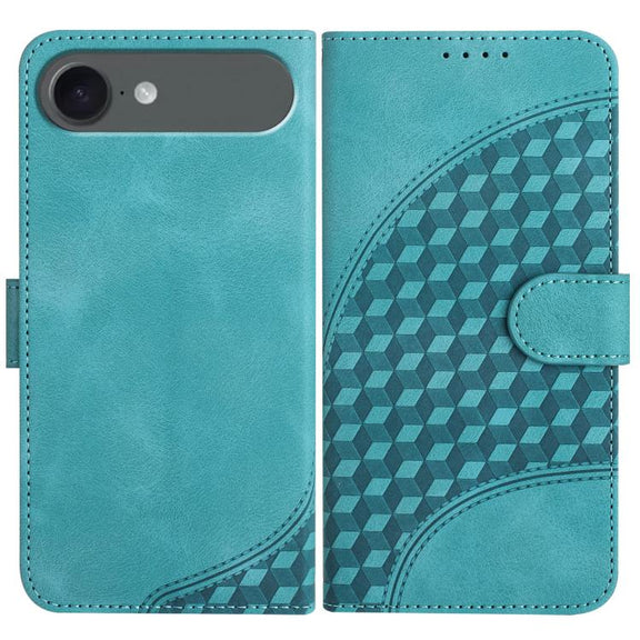 For iPhone 17 Air YX0060 Elephant Head Embossed Phone Leather Case with Lanyard(Light Blue)