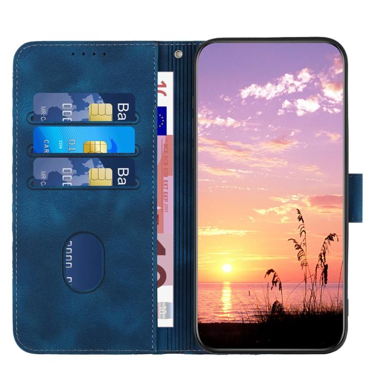 For iPhone 17 YX0060 Elephant Head Embossed Phone Leather Case with Lanyard(Royal Blue)