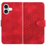 For iPhone 17 YX0060 Elephant Head Embossed Phone Leather Case with Lanyard(Red)