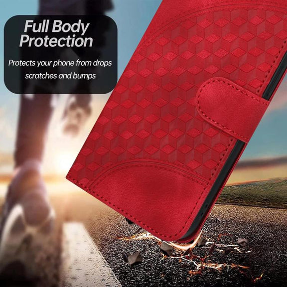 For iPhone 17 YX0060 Elephant Head Embossed Phone Leather Case with Lanyard(Red)