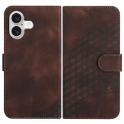 For iPhone 17 YX0060 Elephant Head Embossed Phone Leather Case with Lanyard(Coffee)
