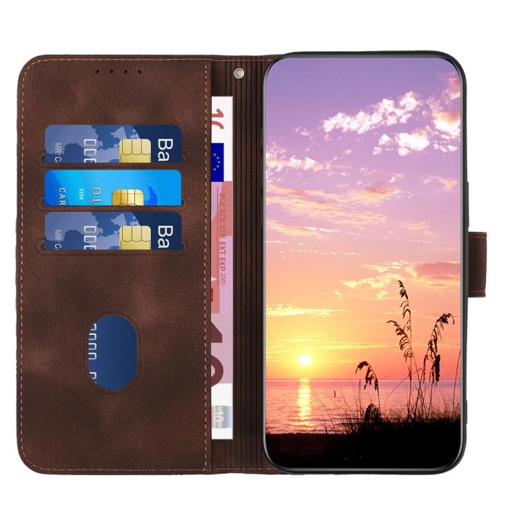 For iPhone 17 YX0060 Elephant Head Embossed Phone Leather Case with Lanyard(Coffee)