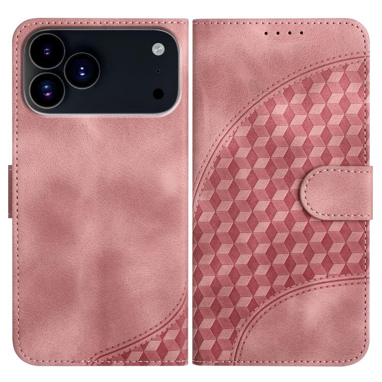 For iPhone 17 Pro YX0060 Elephant Head Embossed Phone Leather Case with Lanyard(Pink)