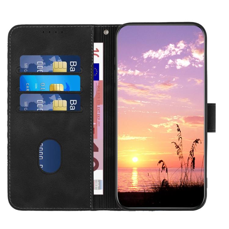 For iPhone 17 Pro YX0060 Elephant Head Embossed Phone Leather Case with Lanyard(Black)