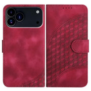 For iPhone 17 Pro YX0060 Elephant Head Embossed Phone Leather Case with Lanyard(Rose Red)