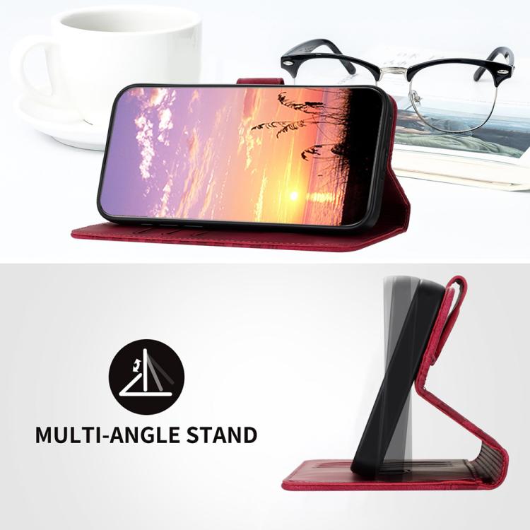 For iPhone 17 Pro YX0060 Elephant Head Embossed Phone Leather Case with Lanyard(Rose Red)