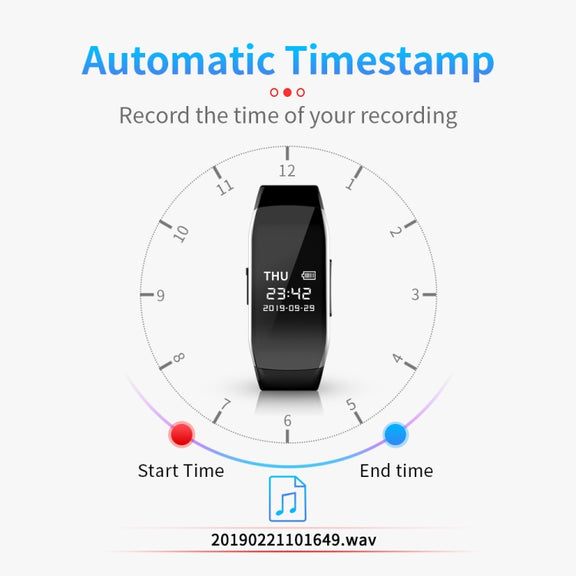 JNN D5 HD Noise Reduction Smart Recording Electronic Bracelet, Capacity:8GB