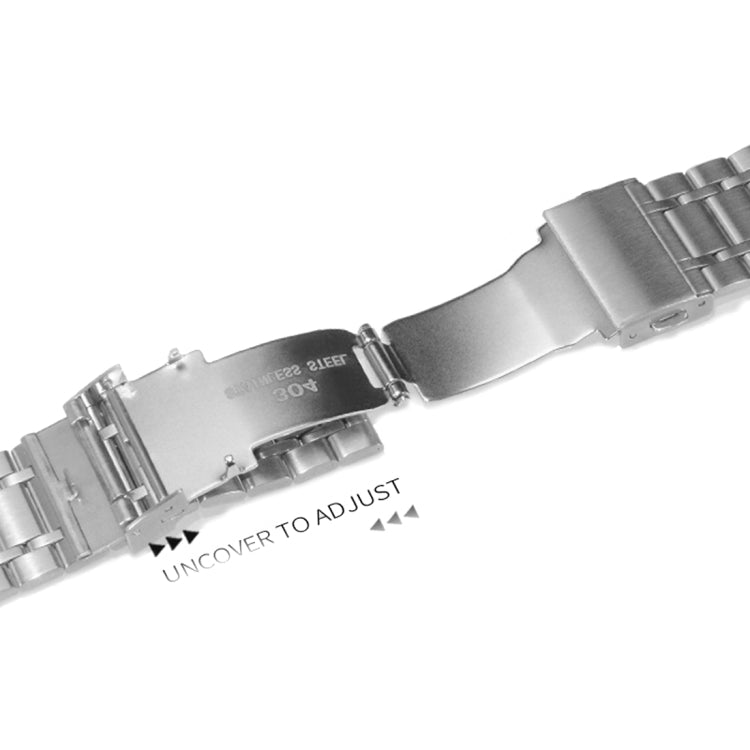 20mm Universal Dual Press Buckle Five-bead Stainless Steel Watch Band(Silver Rose Gold)