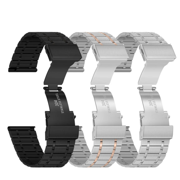 20mm Universal Dual Press Buckle Five-bead Stainless Steel Watch Band(Silver Rose Gold)