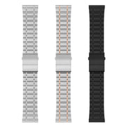 22mm Universal Dual Press Buckle Five-bead Stainless Steel Watch Band(Silver Rose Gold)