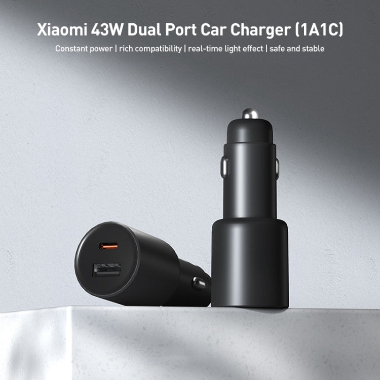 Original Xiaomi 43W Dual Ports USB + USB-C / Type-C Car Charger 1A1C(Black)