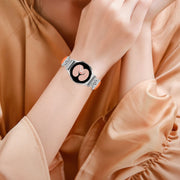 For Samsung Galaxy Watch6 / 6 Classic Crown D-shaped Twill Leather Watch Band(Silver Orange)