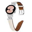 For Samsung Galaxy Watch6 / 6 Classic Crown D-shaped Twill Leather Watch Band(Silver Apricot) - free shipping - PMC TechLife - Order now!
