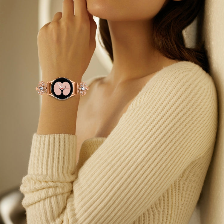 For Samsung Galaxy Watch6 / 6 Classic Bowknot Glitter Diamond Bracelet Watch Band(Rose Gold)