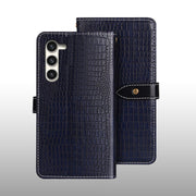 For Samsung Galaxy S24 5G idewei Crocodile Texture Leather Phone Case(Dark Blue)