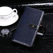 For Samsung Galaxy S24 5G idewei Crocodile Texture Leather Phone Case(Dark Blue)