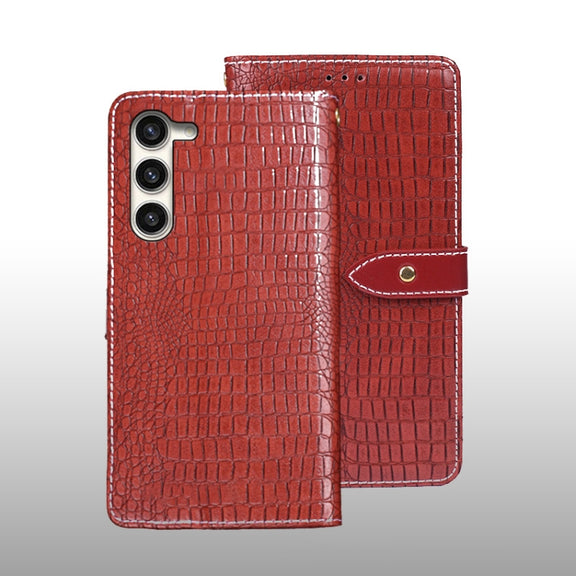 For Samsung Galaxy S24+ 5G idewei Crocodile Texture Leather Phone Case(Red)