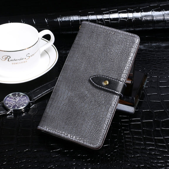 For Samsung Galaxy S24 Ultra 5G idewei Crocodile Texture Leather Phone Case(Grey)