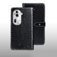 For OPPO Reno11 Pro 5G Global idewei Crocodile Texture Leather Phone Case(Black) - OPPO Cases by idewei | Online Shopping South Africa | PMC Jewellery | Buy Now Pay Later Mobicred