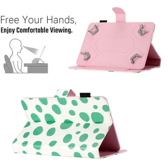 10 inch Dot Pattern Leather Tablet Case(White Green Dot)