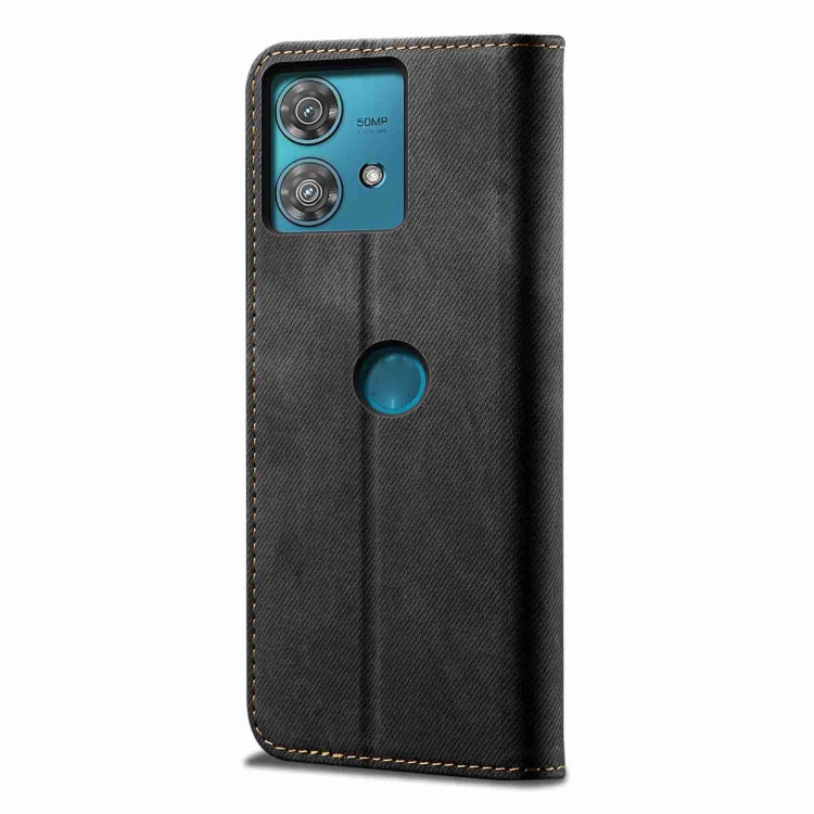 For Motorola Edge 40 Neo Denim Texture Flip Leather Phone Case(Black)