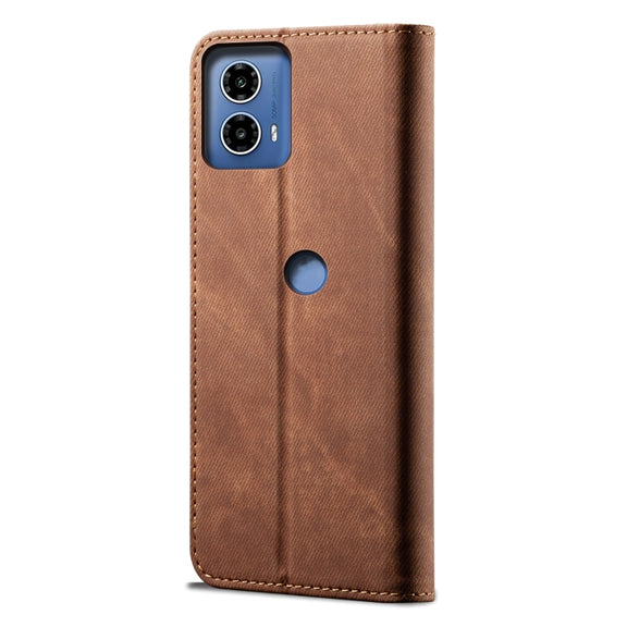 For Motorola Moto G04 / G24 Denim Texture Flip Leather Phone Case(Brown)