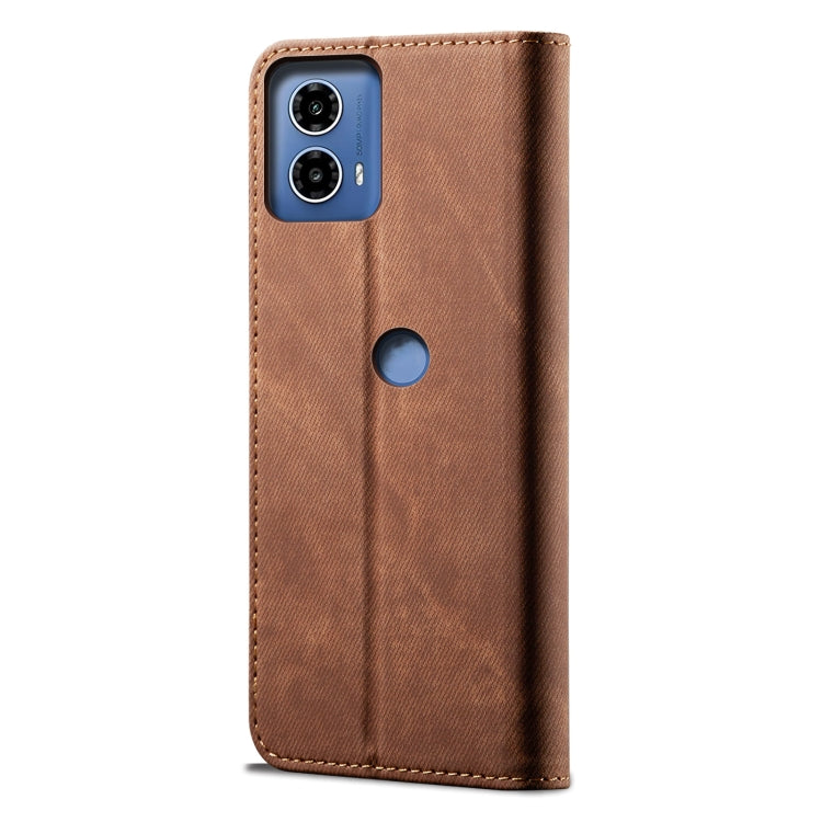 For Motorola Moto G04 / G24 Denim Texture Flip Leather Phone Case(Brown)