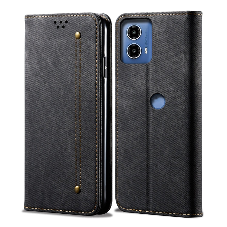 For Motorola Moto G24 Power Denim Texture Flip Leather Phone Case(Black)
