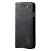 For Motorola Moto G34 Denim Texture Flip Leather Phone Case(Black)
