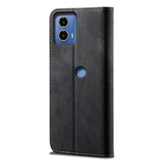 For Motorola Moto G34 Denim Texture Flip Leather Phone Case(Black)