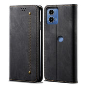For Motorola Edge 50 Fusion Denim Texture Flip Leather Phone Case(Black)