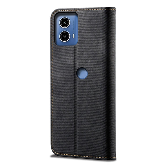 For Motorola Edge 50 Fusion Denim Texture Flip Leather Phone Case(Black)