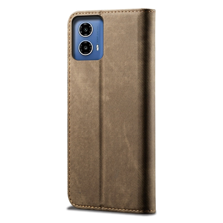 For Motorola Moto G85 Denim Texture Flip Leather Phone Case(Khaki)