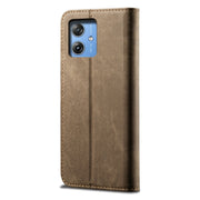 For Motorola Moto G64 5G Global Denim Texture Flip Leather Phone Case(Khaki)