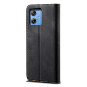 For Motorola Moto G64 5G Global Denim Texture Flip Leather Phone Case(Black)