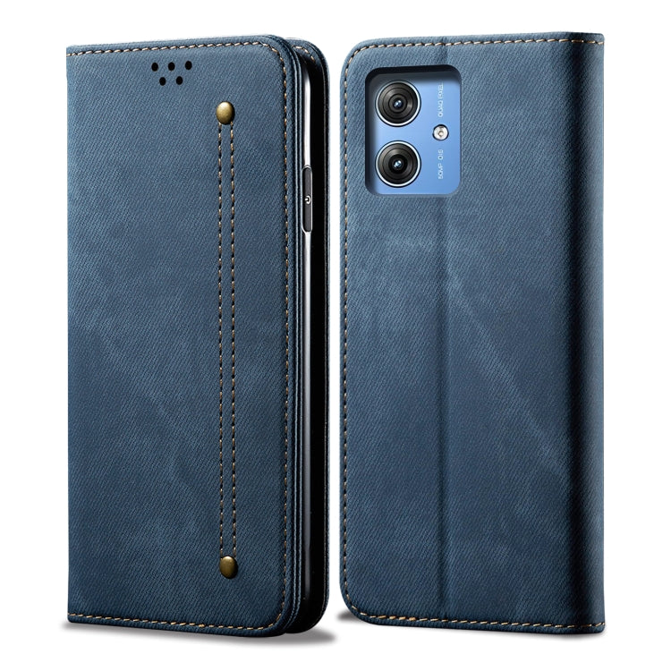 For Motorola Moto G64 5G Global Denim Texture Flip Leather Phone Case(Blue)