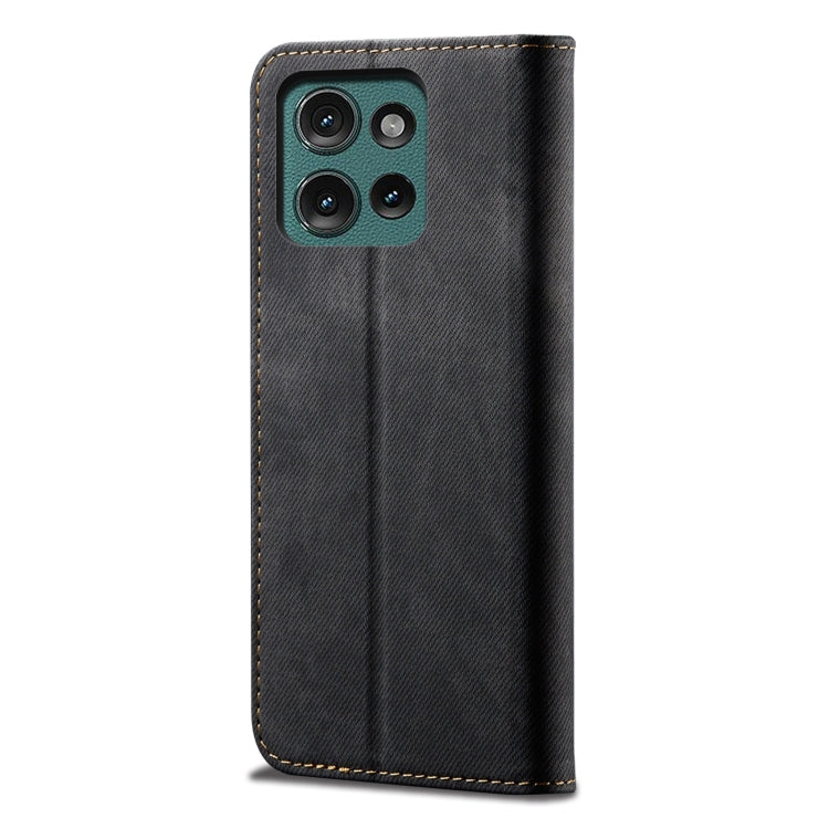 For Motorola Moto G75 5G Denim Texture Flip Leather Phone Case(Black)