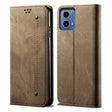For Motorola Moto G35 Denim Texture Flip Leather Phone Case(Khaki) - free shipping - PMC TechLife - Order now!