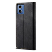 For Motorola Moto G35 Denim Texture Flip Leather Phone Case(Black)