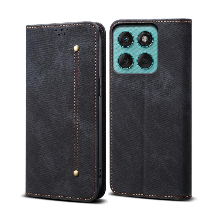 For Motorola Edge 60 Fusion Denim Texture Flip Leather Phone Case(Black)