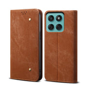 For Motorola Edge 5G 2025 Denim Texture Flip Leather Phone Case(Brown)