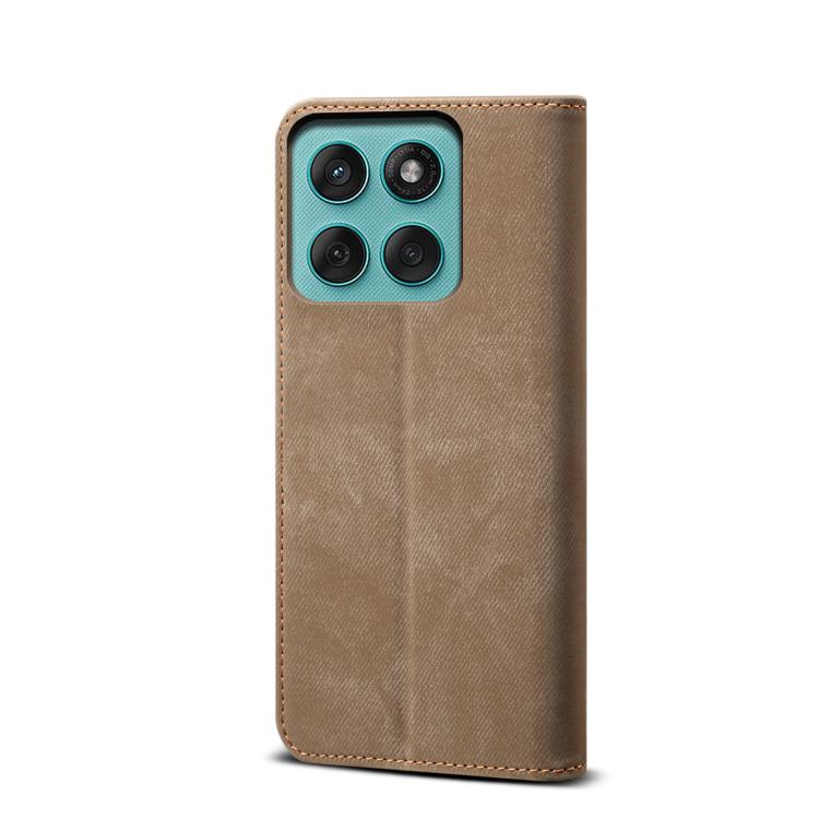 For Motorola Moto G56 5G Denim Texture Flip Leather Phone Case(Khaki)