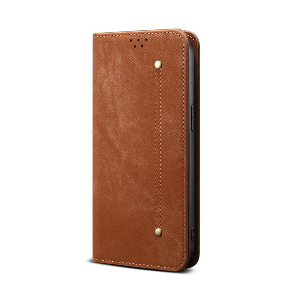 For Motorola Moto G86 Power Denim Texture Flip Leather Phone Case(Brown)