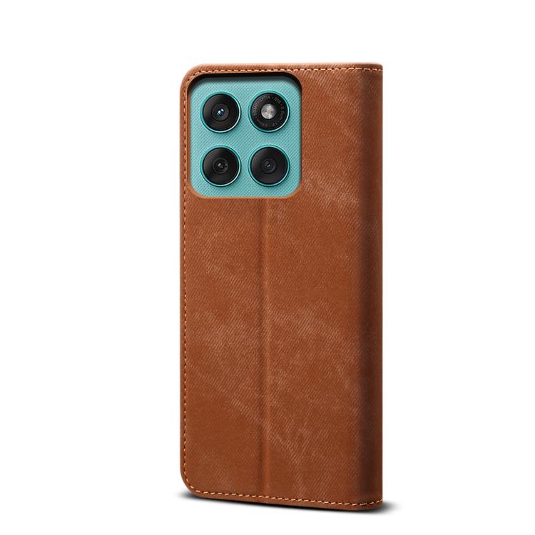 For Motorola Moto G86 Power Denim Texture Flip Leather Phone Case(Brown)