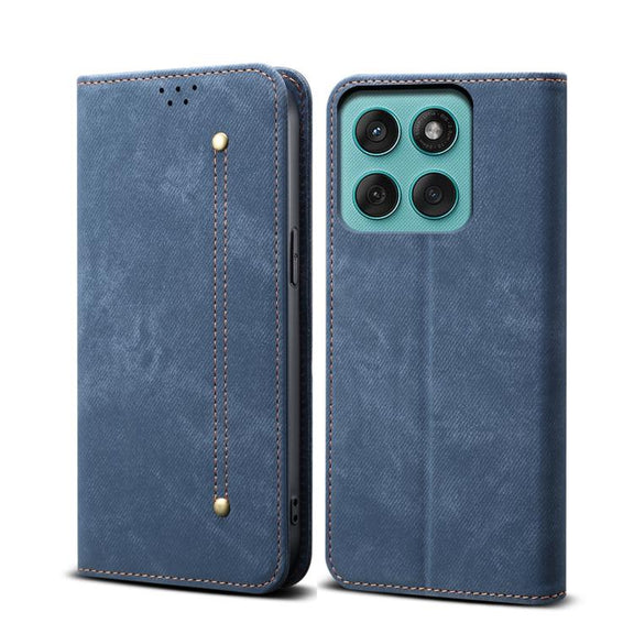 For Motorola Moto G86 5G Denim Texture Flip Leather Phone Case(Blue)