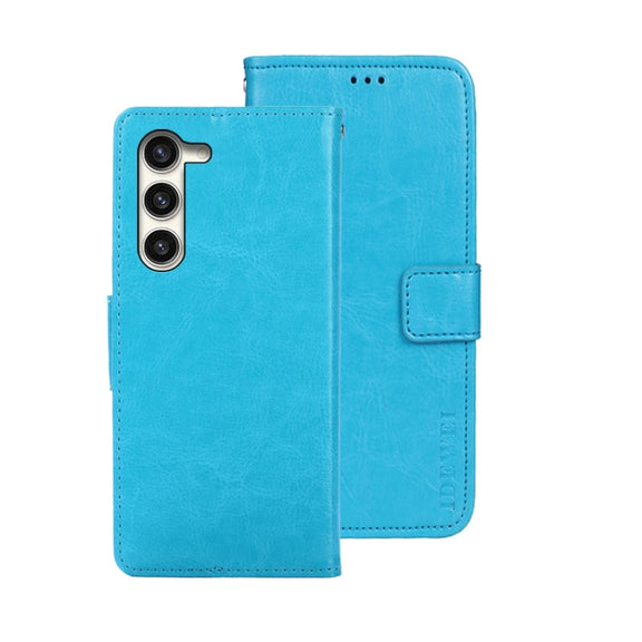 For Samsung Galaxy S24 5G idewei Crazy Horse Texture Leather Phone Case(Sky Blue)