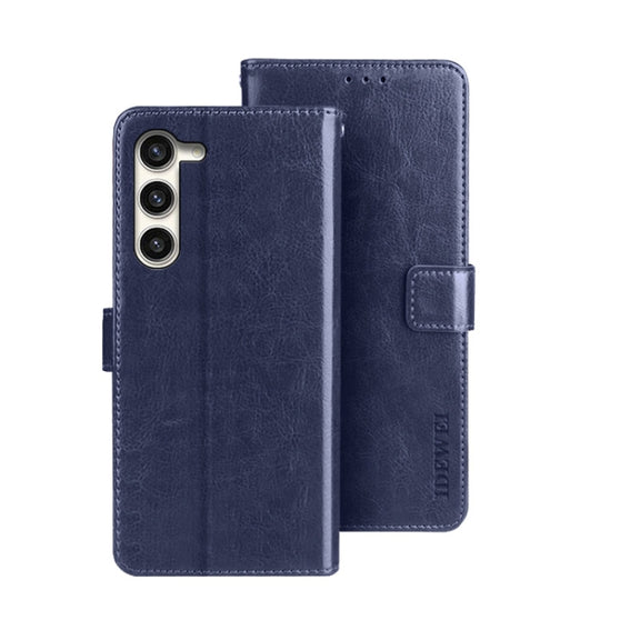 For Samsung Galaxy S24+ 5G idewei Crazy Horse Texture Leather Phone Case(Blue)