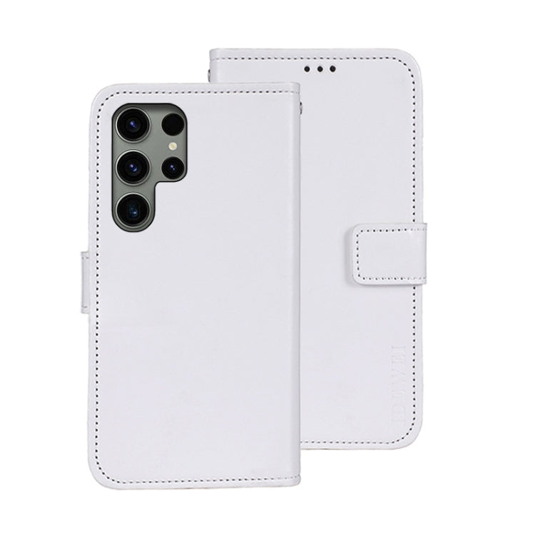 For Samsung Galaxy S24 Ultra 5G idewei Crazy Horse Texture Leather Phone Case(White)